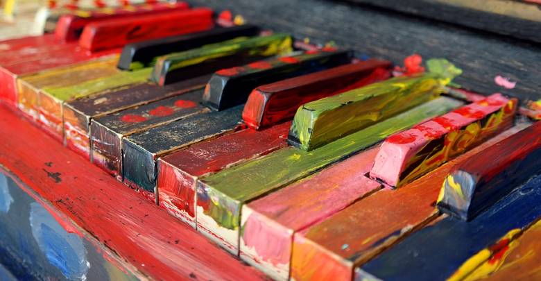 Pianoforte con tasti colorati